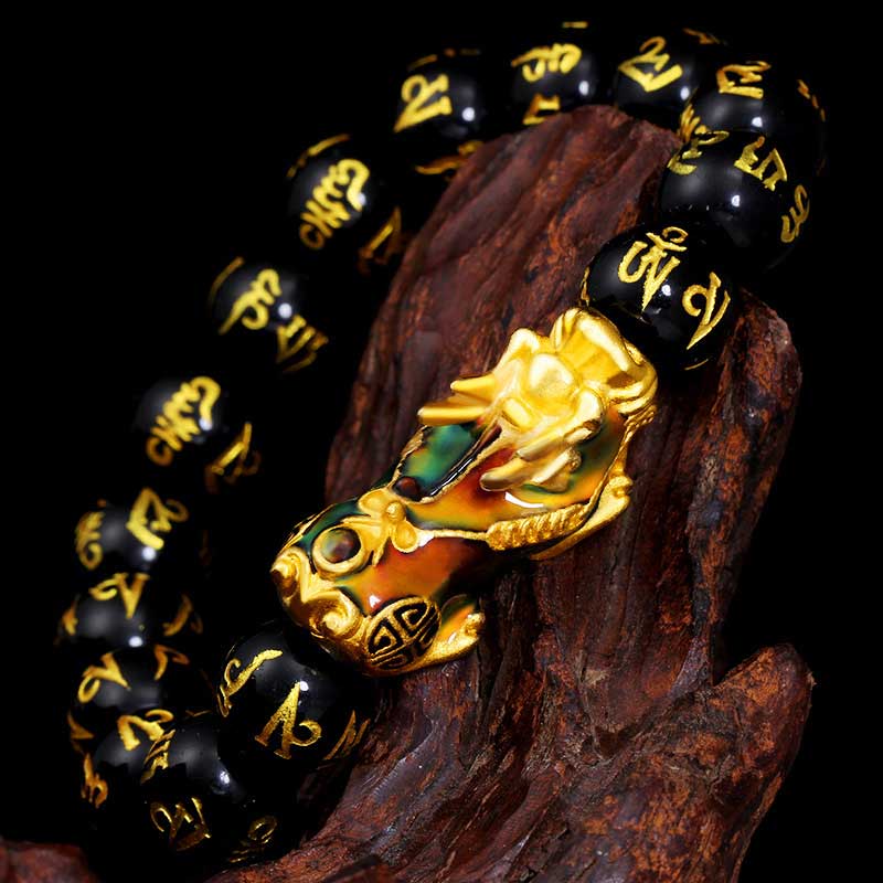 KarmaRipple's FengShui PiXiu Obsidian Om Mani Padme Hum Wealth Bracelet p2