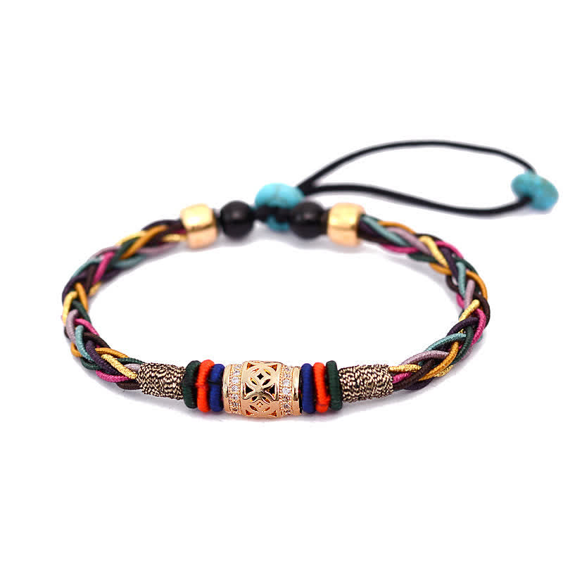 KarmaRipple's Tibetan Handmade Eight Thread Weave Bronze Coin Fortune Weave String Bracelet p9