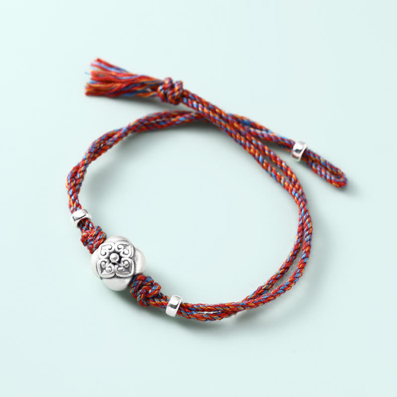 KarmaRipple's 999 Sterling Silver Persimmon Fortune Multicolored Woven Bracelet p24