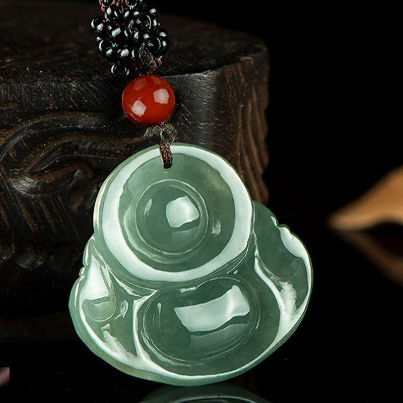 KarmaRipple's Laughing Buddha Jade Abundance String Pendant Necklace p6