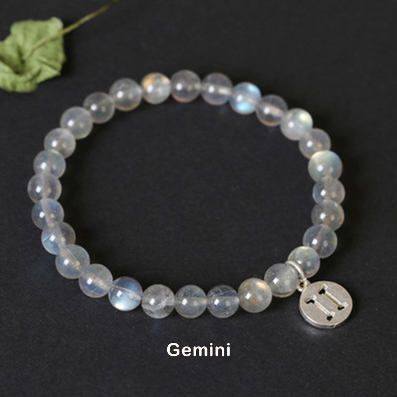 KarmaRipple's 12 Constellations of the Zodiac Moonstone Charming Bracelet p27