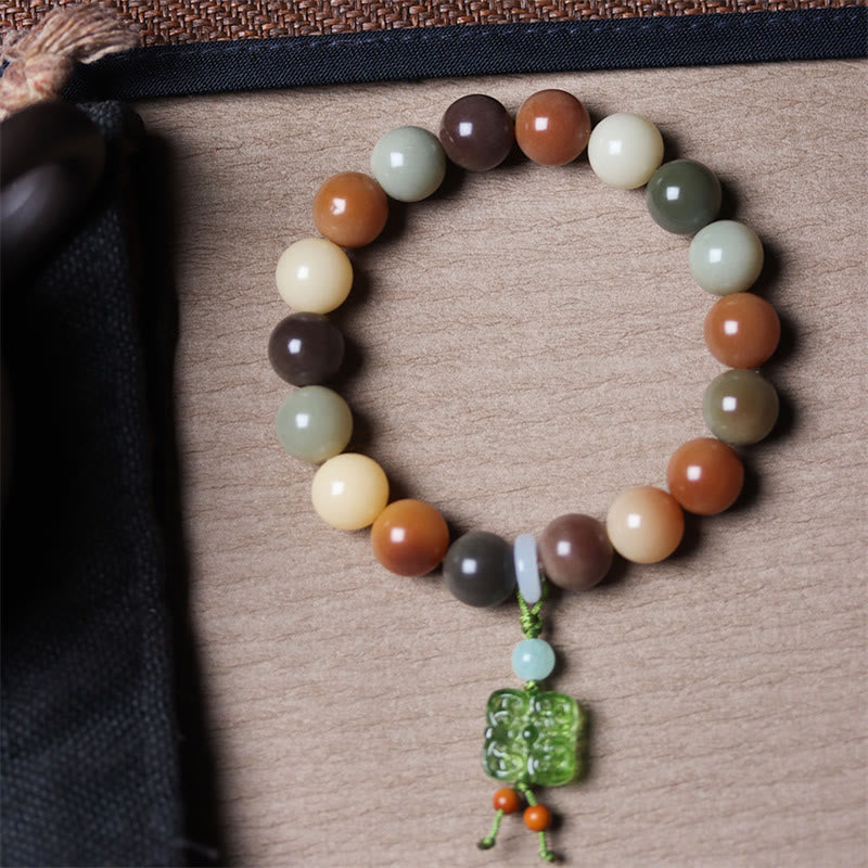 KarmaRipple's Authentic Multicolored Gradient Bodhi Seed Liuli Glass Talisman Peace Bracelet p13