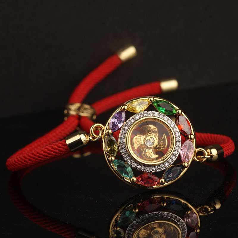KarmaRipple's Colorful Zircon Bronze Wealth Fortune Rotation Bracelet Pendant Necklace p12