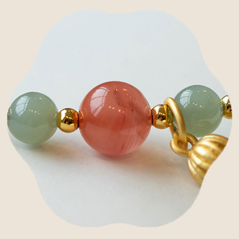 KarmaRipple's Red Agate Jade Lotus Confidence Calm String Bracelet p8