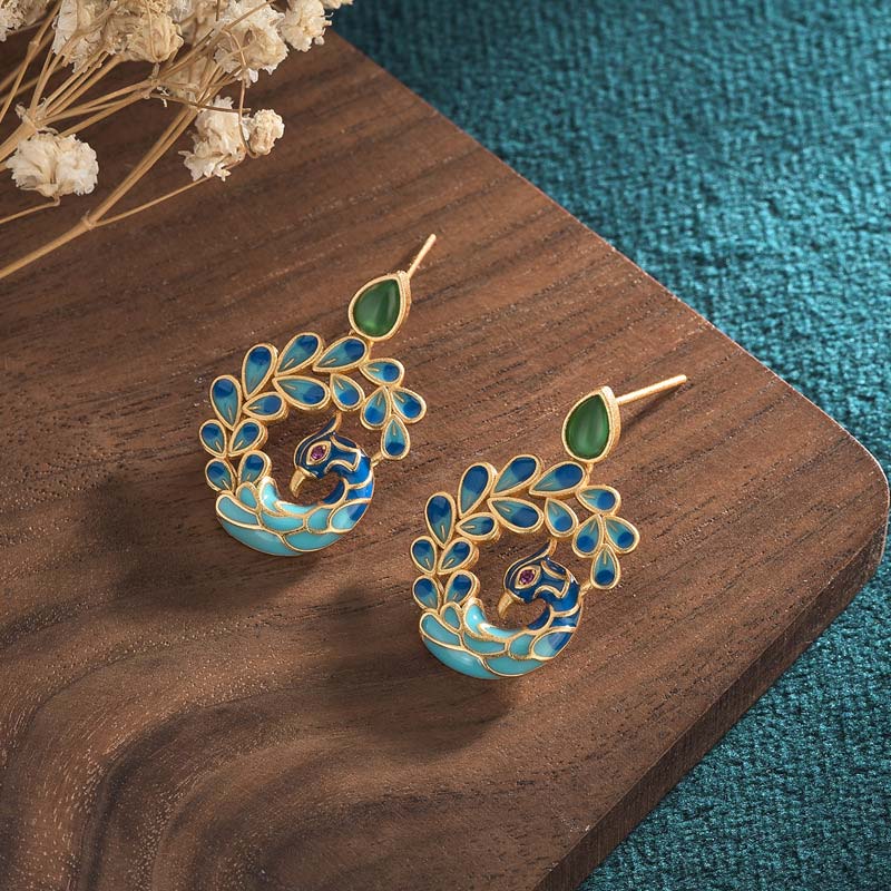 KarmaRipple's Authentic Ivory Peacock Green Agate Fortune Earrings p4