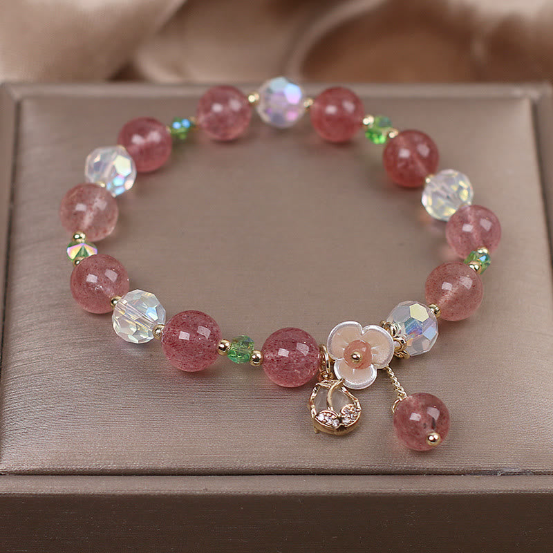 KarmaRipple's Strawberry Quartz Rutilated Quartz Fluorite Flower Balancing Bracelet p8