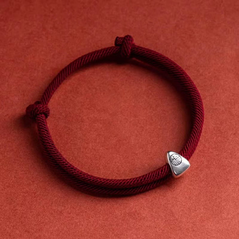 KarmaRipple's 925 Sterling Silver Fu Character Blessing Handmade Woven Bracelet p5