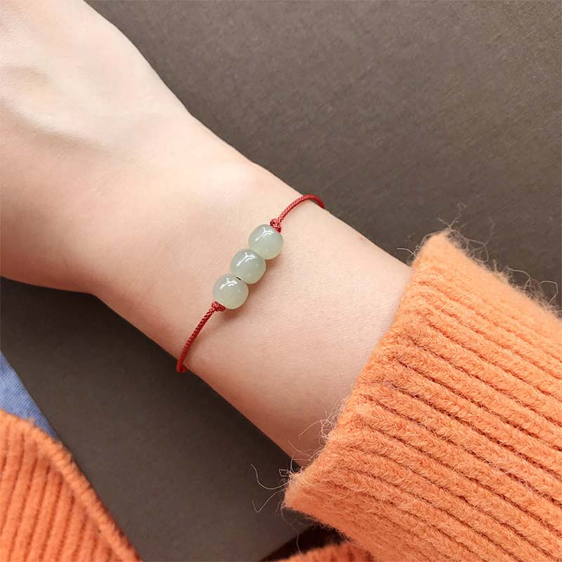 KarmaRipple's Three Beadwork Jade Fortune String Weave Bracelet p3