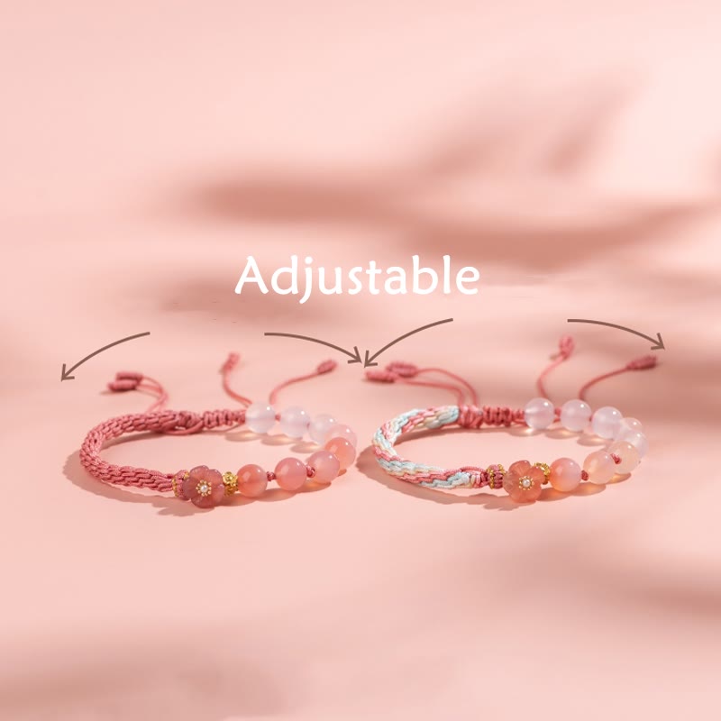 KarmaRipple's Authentic Gradient Agate Reincarnation Weave Peach Blossom Wealth Fortune Handmade String Bracelet p13