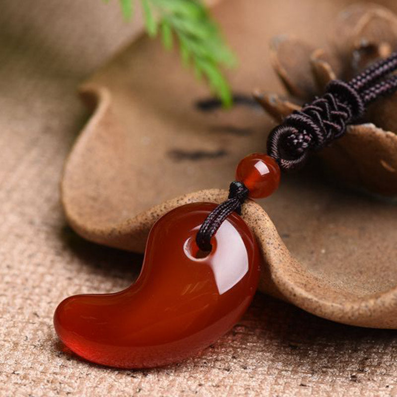 KarmaRipple's Red Agate Green Agate Moon Pattern Confidence Calm Pendant p3