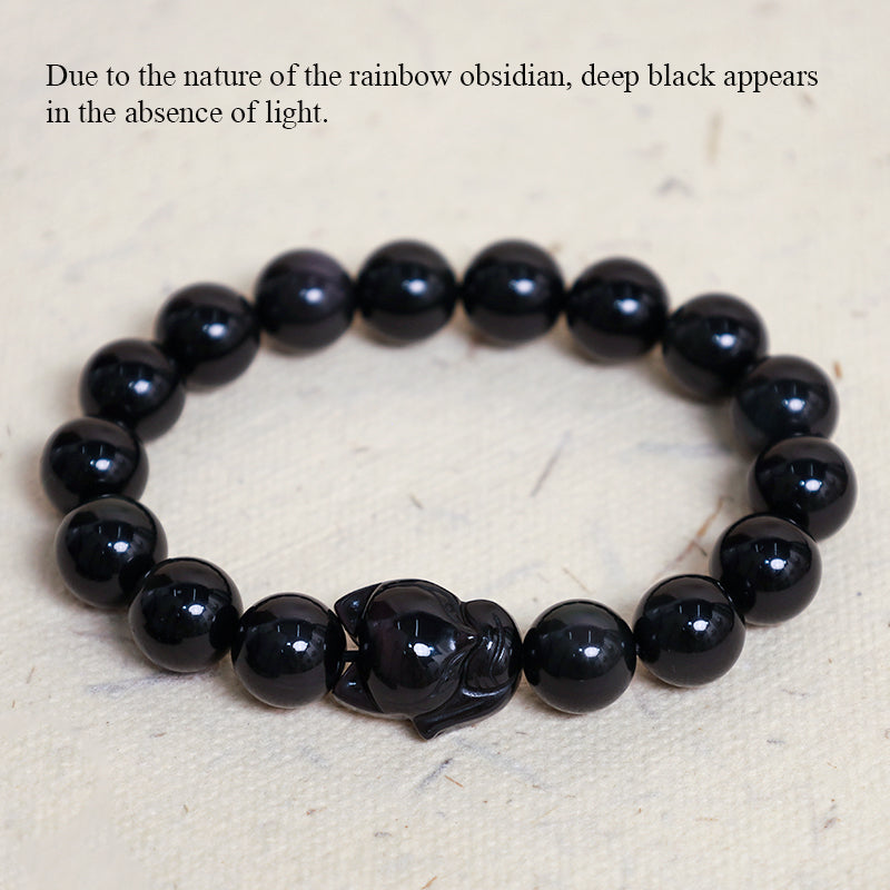 KarmaRipple's Rainbow Obsidian Fox Balancing Positive Bracelet p6