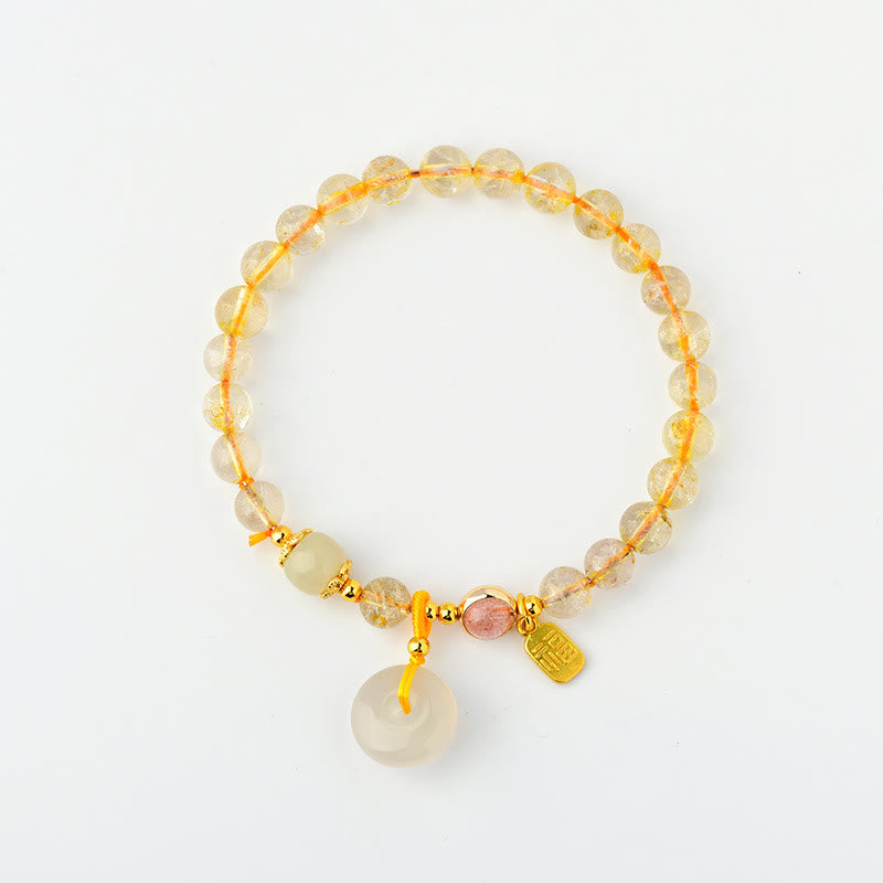 KarmaRipple's Authentic Golden Rutilated Quartz Fu Character Peace Buckle Talisman Wealth Bracelet p6