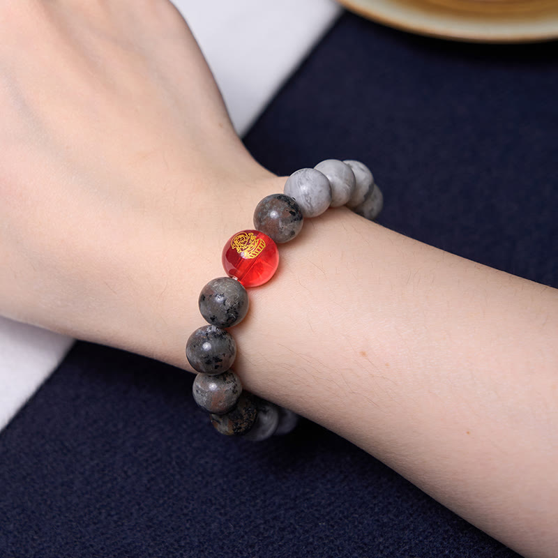 KarmaRipple's Tibetan Nine-Eye Dzi Bead Picasso Jasper Positive Bracelet p6