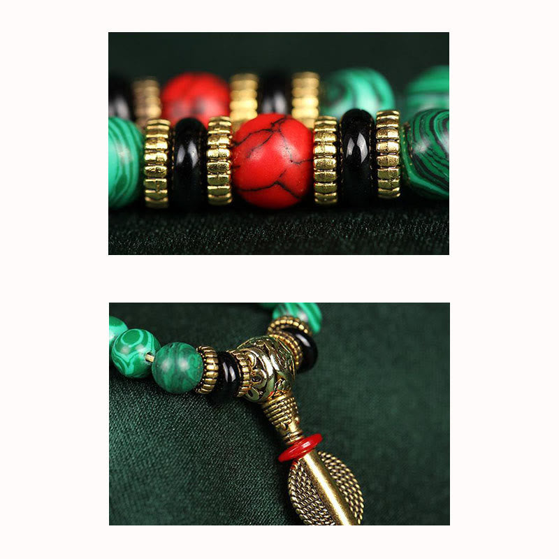 KarmaRipple's Tibetan 108 Mala Malachite Beadwork Bracelet Pendant p10