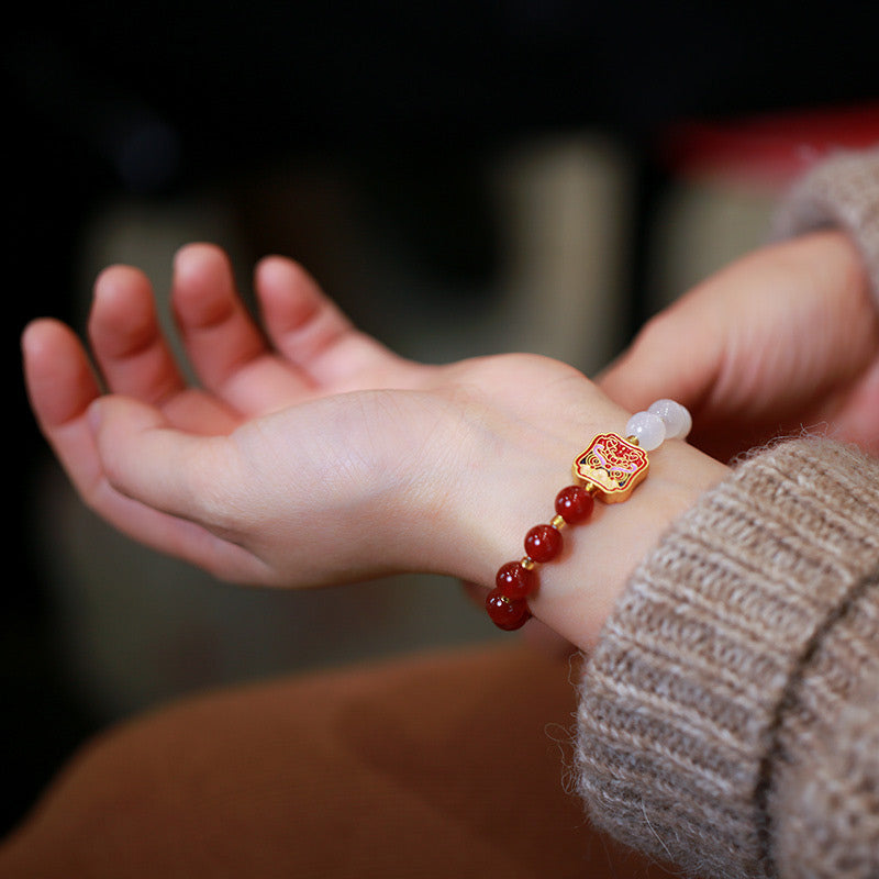 KarmaRipple's Red Agate Ivory Agate Strength Balancing Bracelet p5