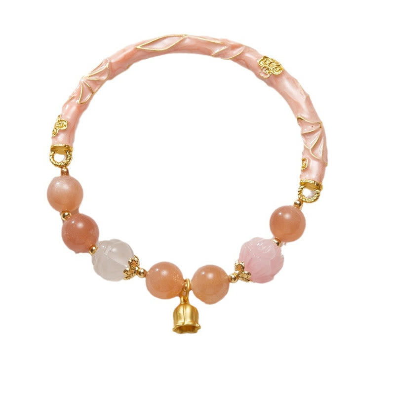 KarmaRipple's Sun Stone Golden Silk Jade Lily of the Valley Talisman Positive Bracelet Bangle p17