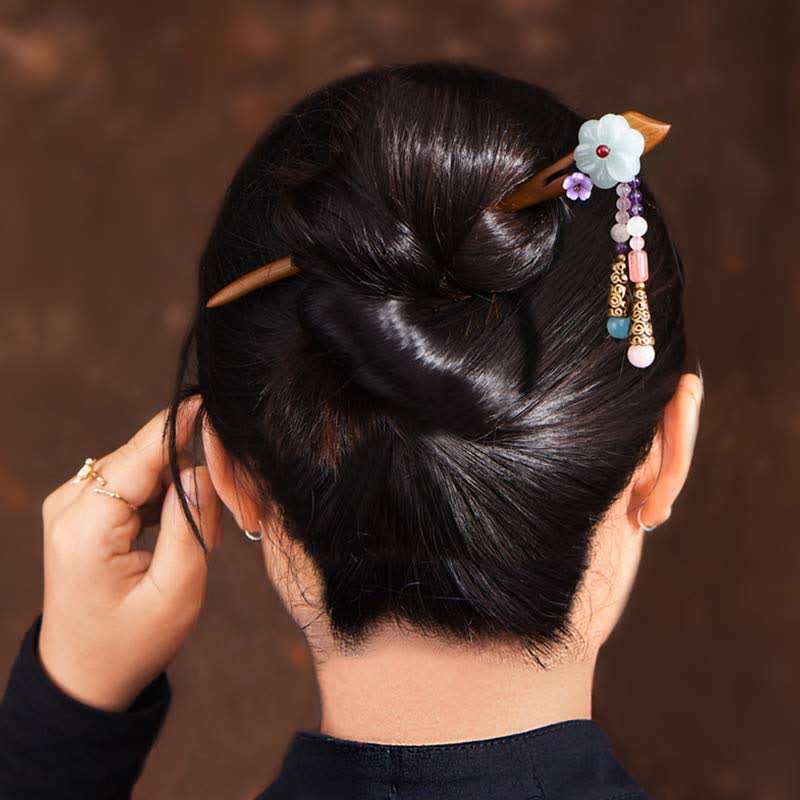 KarmaRipple's Red Sandalwood Amethyst Aventurine Protection Hairpin Decoration p4
