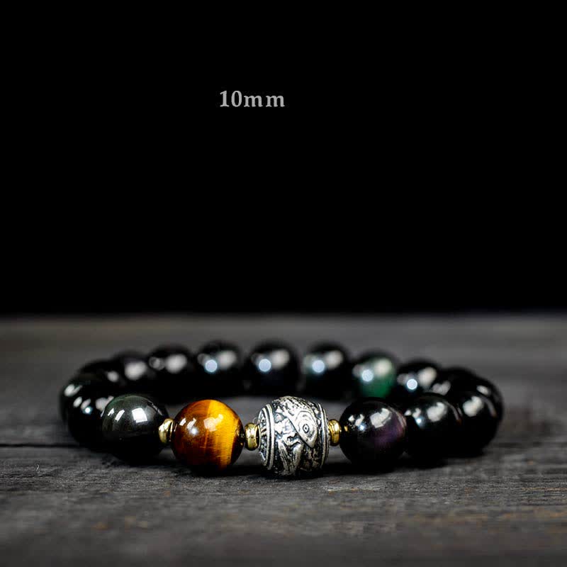 KarmaRipple's To Experience a Reversal of Fortune Rainbow Obsidian Gold Sheen Obsidian Protection Bracelet p15