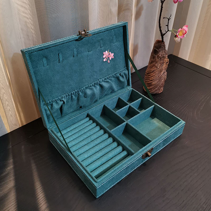 KarmaRipple's Flowers Dragonfly Jewelry Box Organizer Single Layer Jewelry Storage Box Flannel Box p10