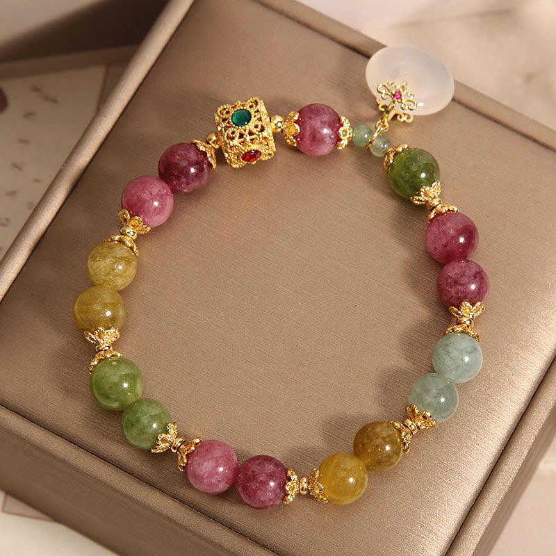 KarmaRipple's Colorful Tourmaline Peace Buckle Talisman Wisdom Bracelet p2