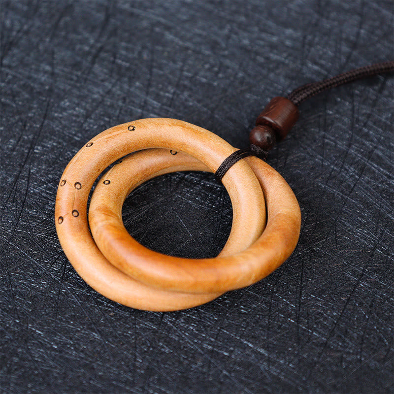 KarmaRipple's Jujube Wood Taoist Yin Yang Ring Qiankun Circle Fortune Ward Off Evil Spirits Pendant Necklace p5