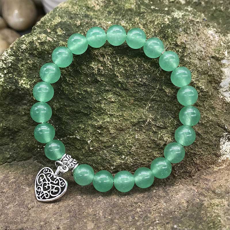 KarmaRipple's Authentic Gemstone Fortunate Love Heart Talisman Stretch Bracelet p13
