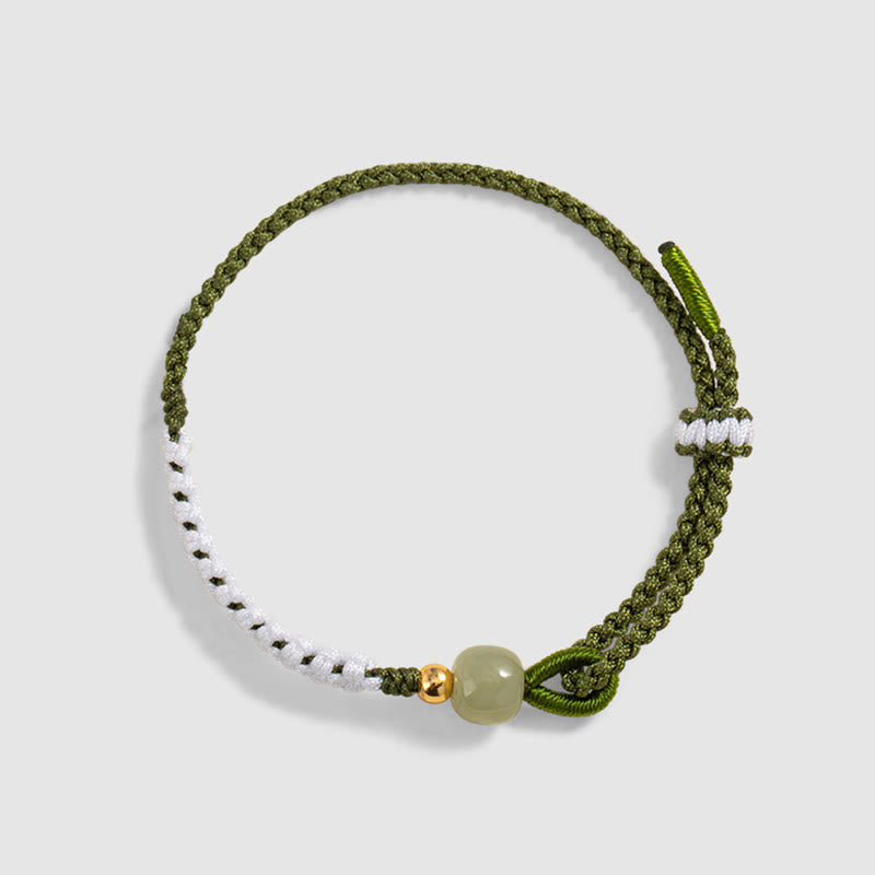 KarmaRipple's 925 Sterling Silver Hetian Jade Bead Fortune Woven Rope Bracelet p4