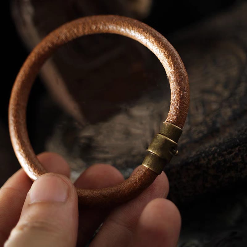 KarmaRipple's Retro Leather Fortune Balancing Bronze Magnetic Buckle Bracelet p5