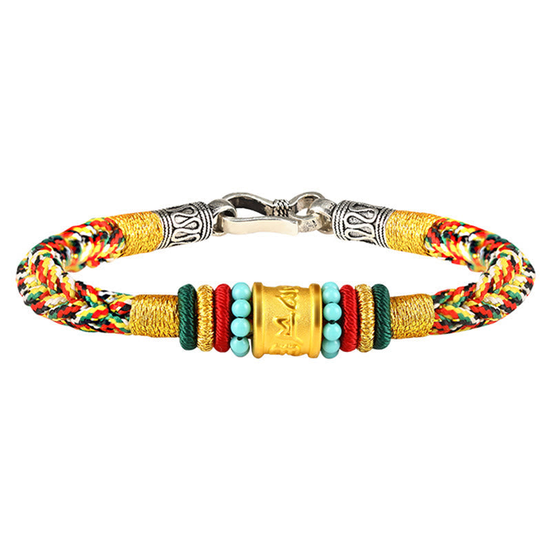 KarmaRipple's Tibet 999 Gold Om Mani Padme Hum Handmade Eight Thread Peace Weave Fortune Bracelet p20