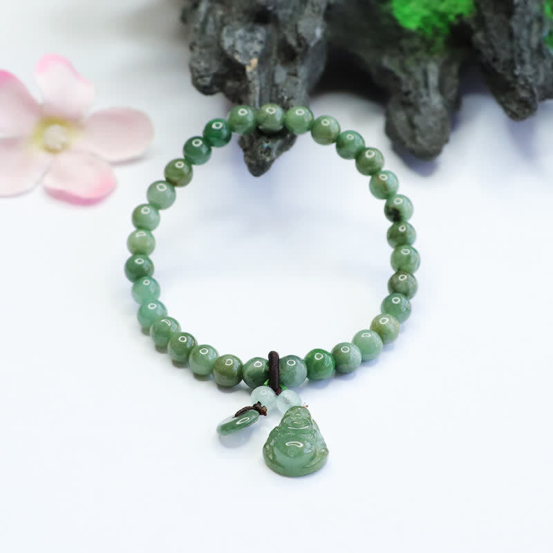 KarmaRipple's Laughing Buddha Cyan Jade Balancing Bracelet p3