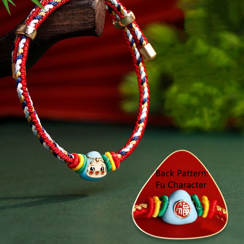 KarmaRipple's Colorful Rope Zongzi Pattern Fu Character Fortune Handmade Bracelet p14