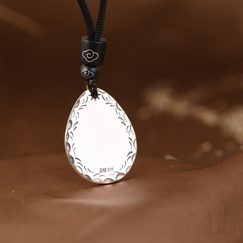 KarmaRipple's Vintage 999 Sterling Silver Yin Yang Bagua Water Drop Design Balance Balance Pendant Necklace p5