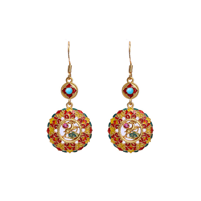 KarmaRipple's 24K Gold Plated Dunhuang Color Elk Bronze Balance Drop Earrings p5