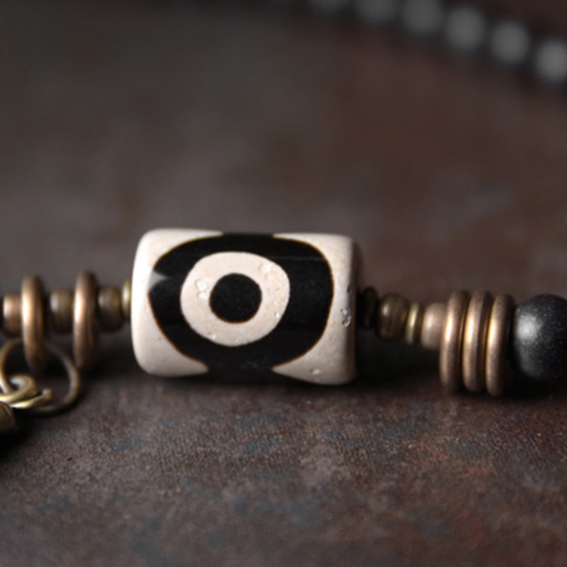 KarmaRipple's Ebony Wood Dzi Bead Bronze Protection Pair Bracelet p4