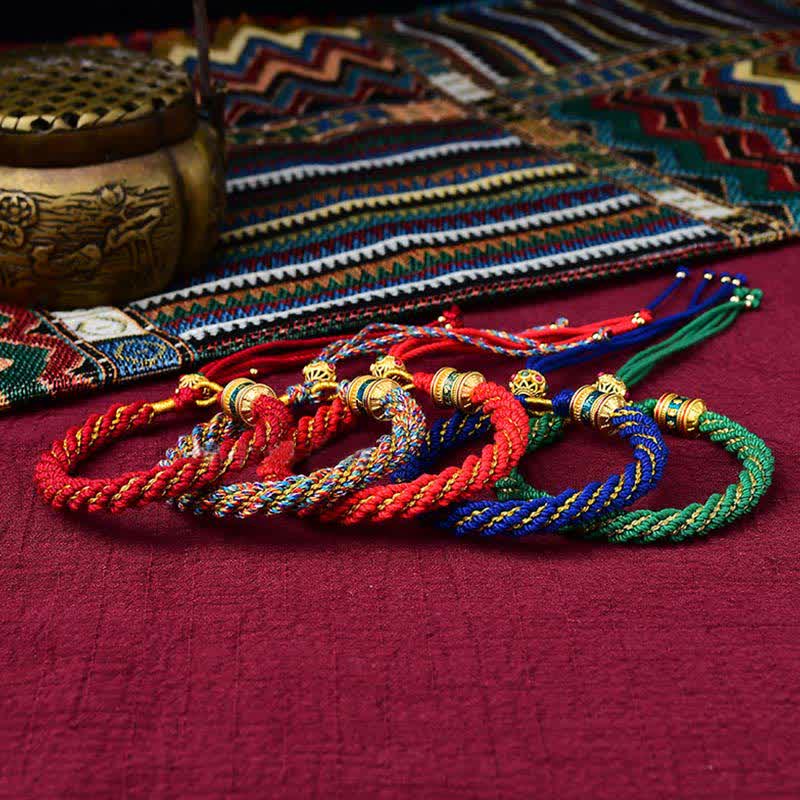 KarmaRipple's Tibetan Handmade Fortune Thangka Prayer Wheel Talisman Weave String Bracelet p13