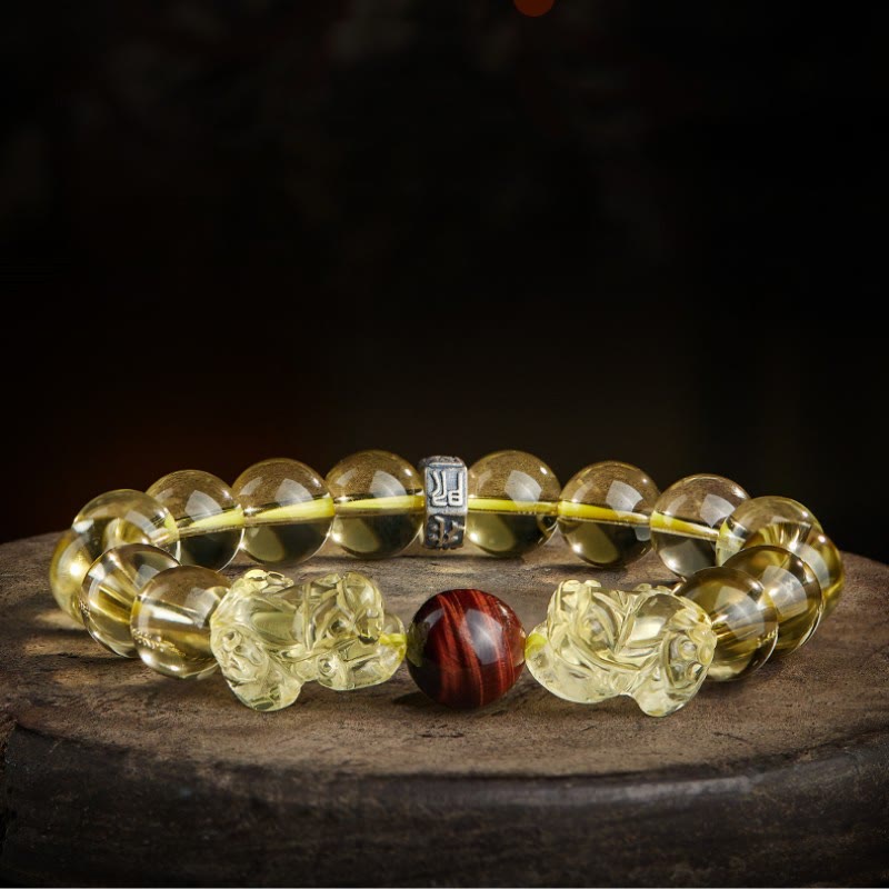 KarmaRipple's Authentic Citrine Double PiXiu Tiger Eye Prosperity Protection Bracelet p1