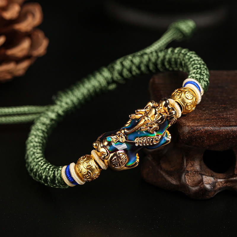KarmaRipple's Feng Shui PiXiu Color Change Bronze Coin Beadwork Wealth String Bracelet p12