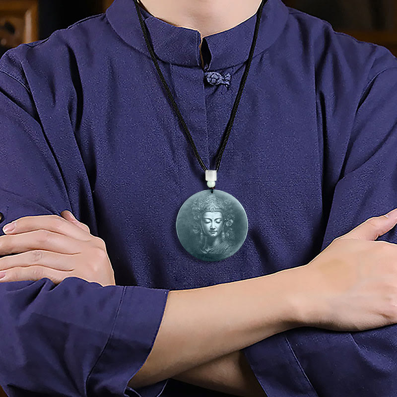 KarmaRipple's Kwan Yin Avalokitesvara Jade Abundance String Pendant Necklace p6