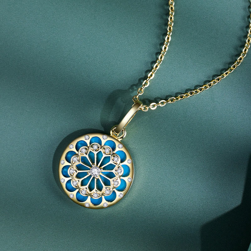 KarmaRipple's 925 Sterling Silver Round Turquoise Zircon Protection Strength Pendant Necklace p2