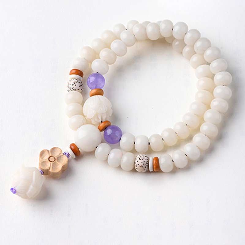KarmaRipple's Tibetan Ivory Jade Bodhi Lotus Blessing Bracelet p16