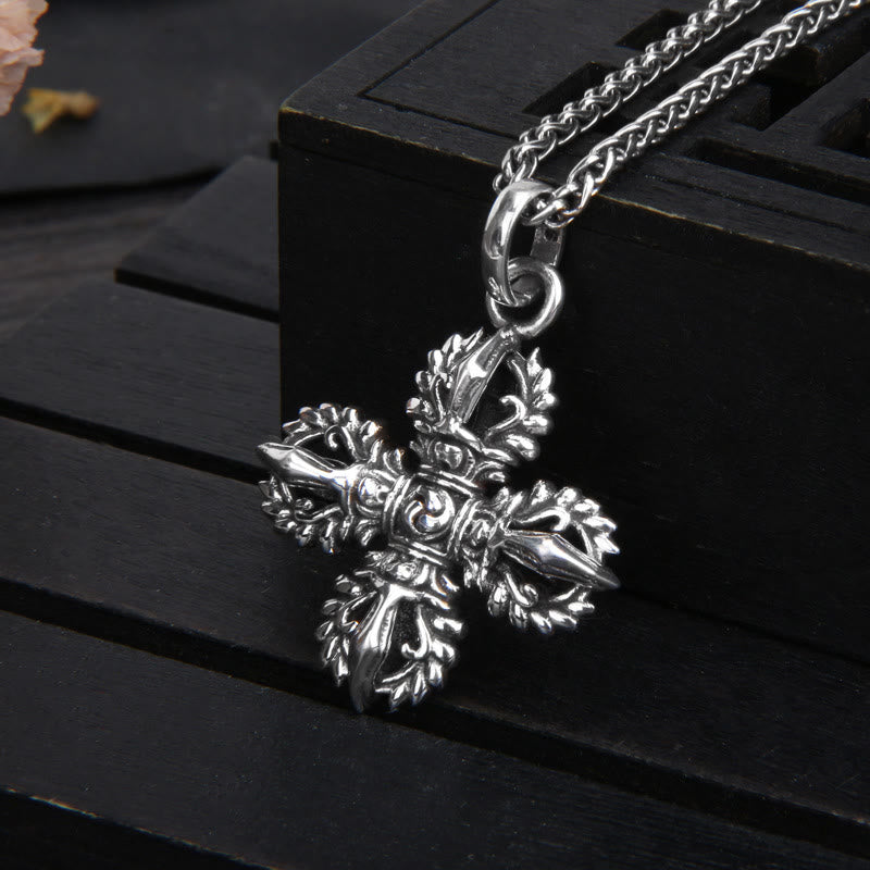 KarmaRipple's 925 Sterling Silver Double Dorje Vajra Spiritual Strength Pendant Necklace p5