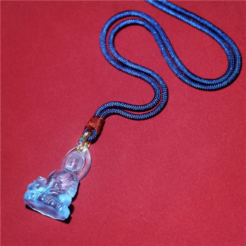 KarmaRipple's Blue Tathagata Buddha Medicine Buddha Liuli Gemstone Serenity Amulet Pendant Necklace p10