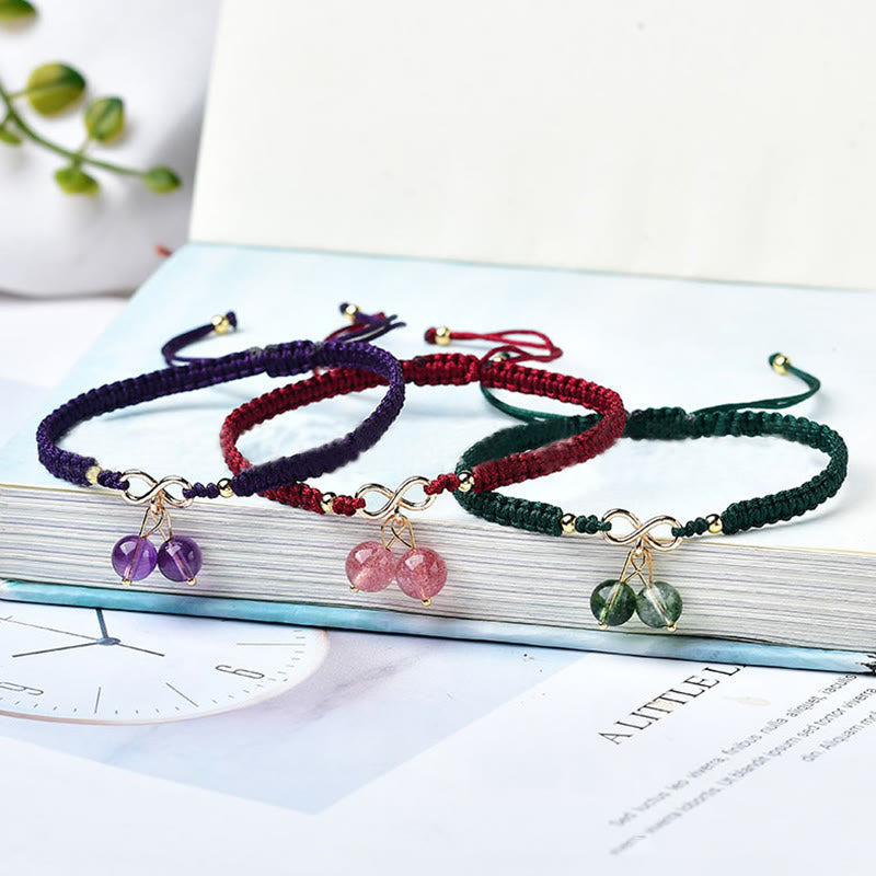 KarmaRipple's Authentic Strawberry Quartz Amethyst Green Phantom Bead Positive Bracelet p5
