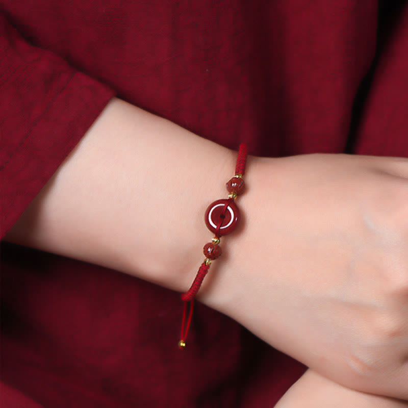 KarmaRipple's Handmade Cinnabar Peace Buckle Lotus Calm Blessing Woven Rope Bracelet p20