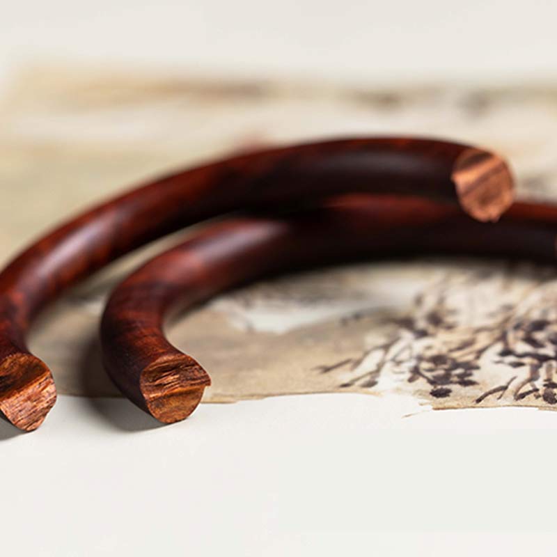 KarmaRipple's Tibetan Small Leaf Red Sandalwood Ebony Green Sandalwood Protection Bracelet Bangle p13