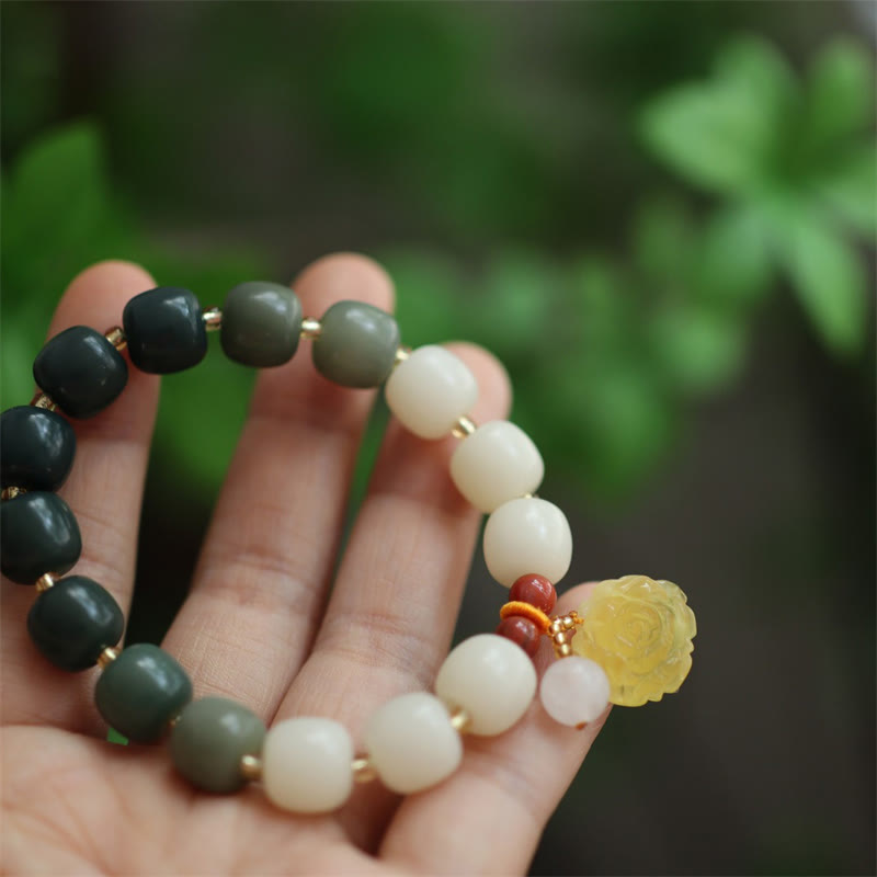 KarmaRipple's Gradient Bodhi Seed Amber Lotus Peace Bracelet p8