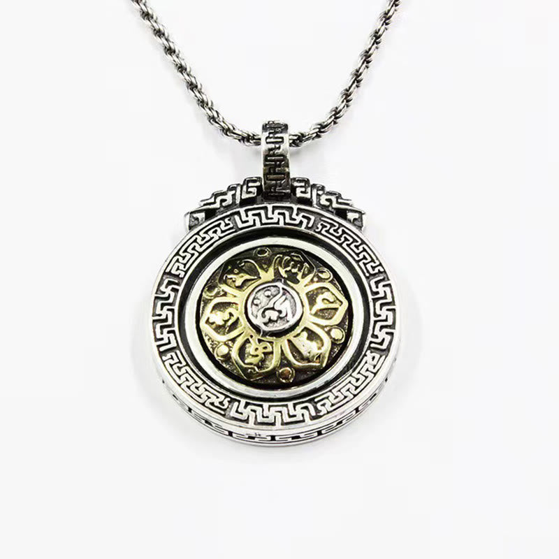 KarmaRipple's Tibetan Om Mani Padme Hum Double Dorje Vajra Rotatable Purity Peace Pendant Necklace p7