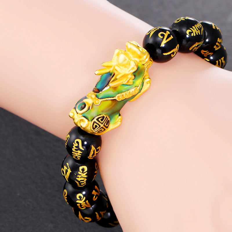 KarmaRipple's FengShui PiXiu Obsidian Om Mani Padme Hum Wealth Bracelet p5