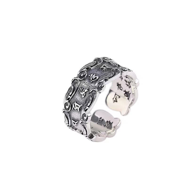 KarmaRipple's Tibetan Om Mani Padme Hum Design Peace Adjustable Ring p5