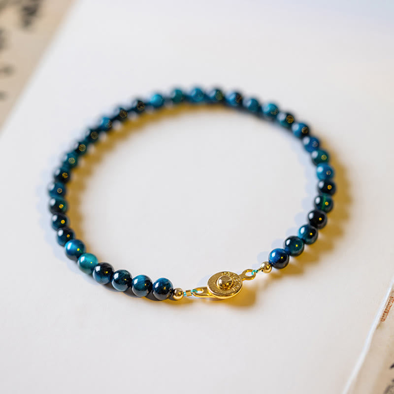 KarmaRipple's Authentic Blue Tiger Eye Stone Protection Chain Bracelet p10